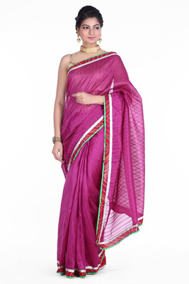 Soundarya Self Design Chanderi Chanderi Saree(Magenta)