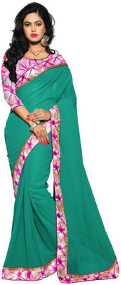 

Lovely Look Solid Daily Wear Georgette Saree(Green)