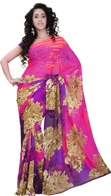 

Lovelylook Printed Daily Wear Georgette Saree(Pink, Purple)