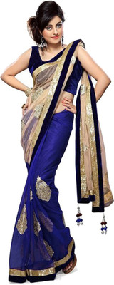 

Anushree Saree Self Design Bollywood Handloom Net Saree(Blue)