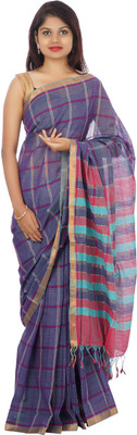 

Devi Handlooms Woven Mangalagiri Handloom Cotton Saree(Purple)