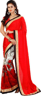 

Indian Wear Online Printed Fashion Georgette Saree(Red)