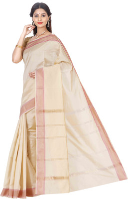 JISB Solid Kanjivaram Art Silk Saree(Beige) available at flipkart for Rs.449