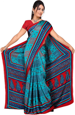 

Vardan Prints Printed Bollywood Crepe Saree(Light Blue, Red)