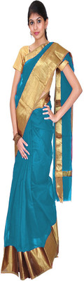 

Javuli Woven Arani Pattu Handloom Silk Cotton Blend Saree(Light Blue)
