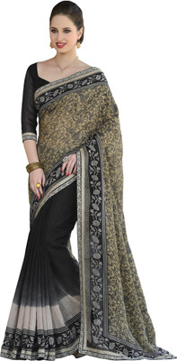 

V And V Shop Printed Fashion Handloom Cotton Saree(Black)