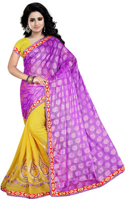 

Indian Wear Online Embroidered Fashion Georgette Saree(Purple)