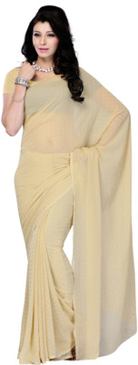

JTInternational Solid Fashion Georgette Saree(Beige)