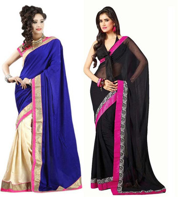 

Stylezone Self Design Fashion Chiffon Saree(Pack of 2, Multicolor)