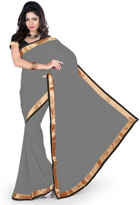 

Indian Wear Online Plain Fashion Georgette Saree(Grey)