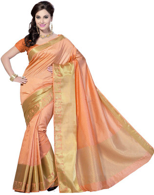 

Rani Saahiba Embroidered Fashion Art Silk Saree(Orange)
