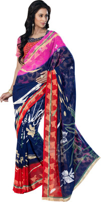 

Manthan Printed Daily Wear Georgette Saree(Blue, Multicolor), Blue & multi