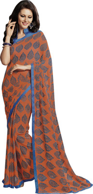 

Ishin Printed Fashion Georgette Saree(Orange, Blue)