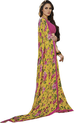 

Ishin Printed Fashion Synthetic Georgette Saree(Yellow)