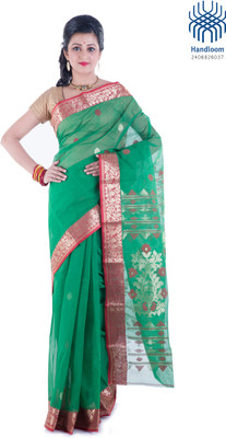 

Tantuja Woven Tangail Cotton Saree(Green)