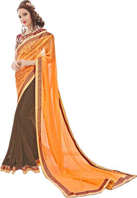 

Khushali Self Design, Embroidered, Embellished Fashion Georgette, Jacquard Saree(Orange, Brown, Blue, Beige), Beige;blue;brown;orange