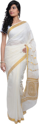 

Fashionkiosks Self Design Balarampuram Handloom Cotton Saree(Multicolor), Cream