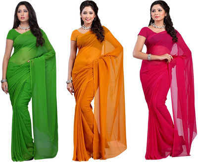 

Multi Retail Solid Bollywood Georgette Saree(Pack of 3, Multicolor)