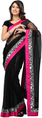 

Ram Fashion Self Design Fashion Net Saree(Black)