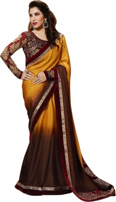 

Brijraj Embellished Fashion Satin Saree(Yellow, Brown), Brown;yellow