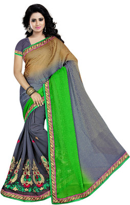 

Indian Wear Online Embroidered Fashion Georgette Saree(Grey)
