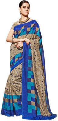 

JTInternational Printed Bollywood Art Silk Saree(Multicolor), Blue;mustard