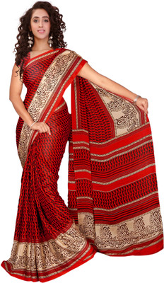 

Vardan Prints Printed Bollywood Crepe Saree(Red)