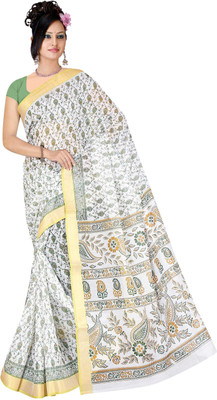 

Srujan Printed Daily Wear Cotton Saree(White)