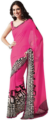 

Party Wear Dresses Printed Fashion Pure Chiffon Saree(Pink)