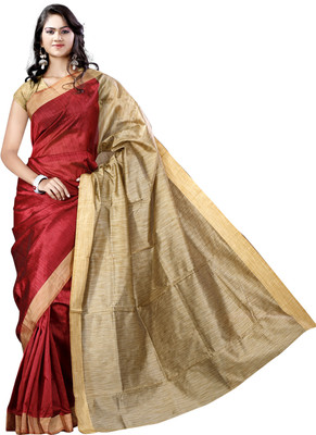 

Vastrakala Solid Banarasi Cotton, Silk Saree(Maroon)