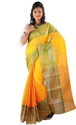 

Hawai Self Design Tant Handloom Cotton Saree(Yellow)