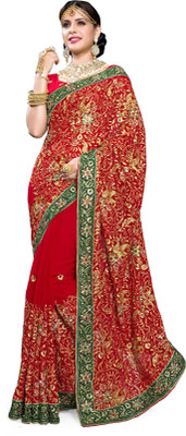 

Sourbh Sarees Embroidered Fashion Georgette Saree(Red)