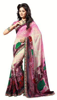 

Parisha Self Design, Printed Fashion Georgette Saree(Pink, Multicolor), Multicolor;pink