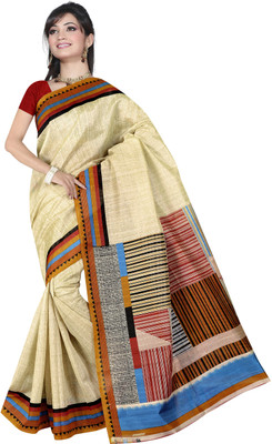 

Khoobee Self Design, Printed Fashion Art Silk Saree(Beige, Multicolor)