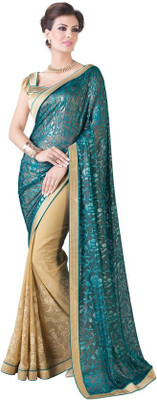 

Lovelylook Embroidered Fashion Georgette Saree(Multicolor), Sky blue & beige