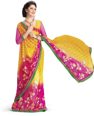 

Ridham Sarees Floral Print Fashion Georgette Saree(Multicolor)