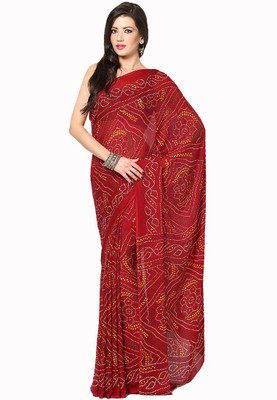 

Soundarya Printed Bandhej Crepe Saree(Maroon)
