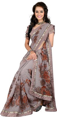 

Khoobee Self Design, Printed Fashion Chiffon Saree(Grey, Multicolor)