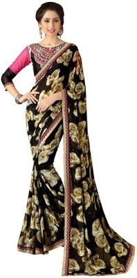 

Kintu Designs Pvt. Ltd. Self Design Fashion Georgette Saree(Black)