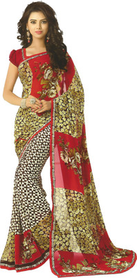 

PSHOPEE Printed Fashion Chiffon Saree(Red)
