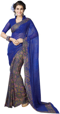

Khushali Self Design, Printed Fashion Georgette Saree(Blue, Multicolor)