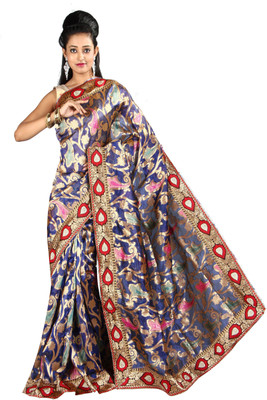 

Anushree Saree Self Design Fashion Chanderi Saree(Multicolor), Blue;pink