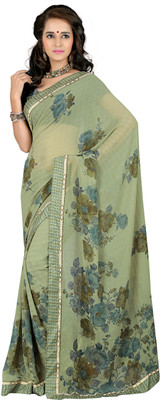 

Khoobee Self Design, Printed Fashion Chiffon Saree(Green, Multicolor)