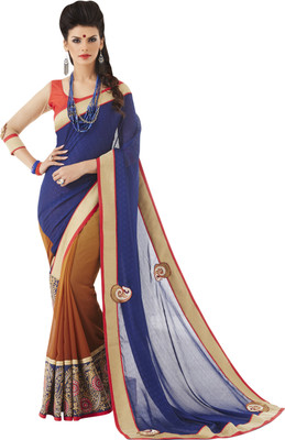 

Khoobee Self Design, Embroidered, Embellished Fashion Georgette, Silk, Jacquard Saree(Blue, Brown, Pink, Beige), Beige;blue;brown;pink
