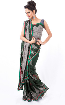 

Cenizas Self Design Fashion Chiffon Saree(Green)