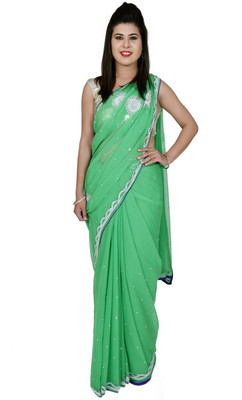 

Ellegent Solid Fashion Georgette Saree(Green)
