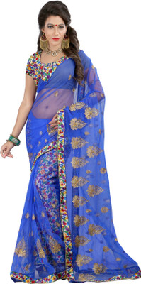 

Gunjan Creations Embroidered Fashion Net Saree(Pack of 2, Blue)