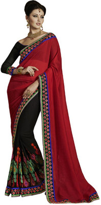 Desi Butik Self Design Fashion Georgette Saree(Maroon)
