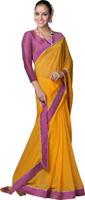 

Khoobee Self Design Fashion Georgette Saree(Yellow, Pink, Beige), Beige;pink;yellow