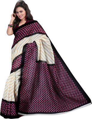 

Saara Printed Fashion Cotton Saree(Black, White)